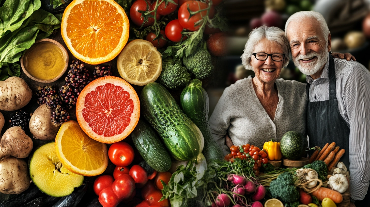 Колаж із сезонних продуктів для збалансованого харчування